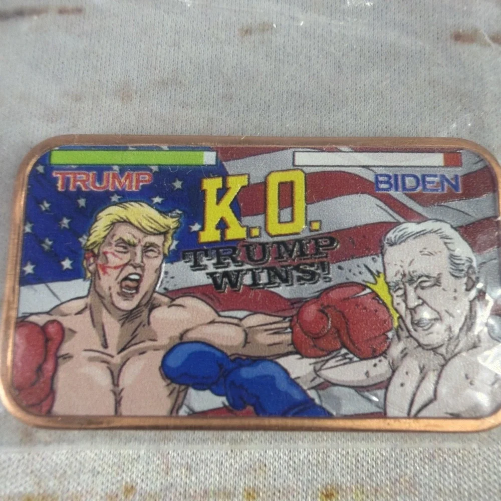 Rare 1 oz Colorized Trump vs Biden Copper Bar 